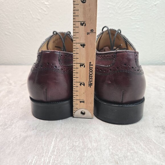 Wingtip Oxford Dress Shoes Mens Sz 10 Red Leather Preppy Lace Up Brogue Loafers - Picture 4 of 12